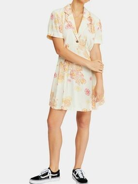 Free People off White mini Floral Print Dress